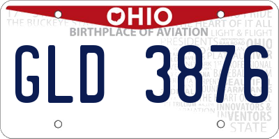 OH license plate GLD3876