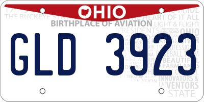 OH license plate GLD3923