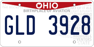 OH license plate GLD3928