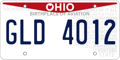 OH license plate GLD4012