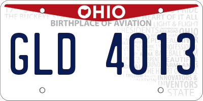 OH license plate GLD4013