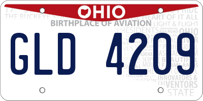OH license plate GLD4209