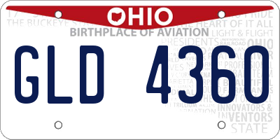OH license plate GLD4360