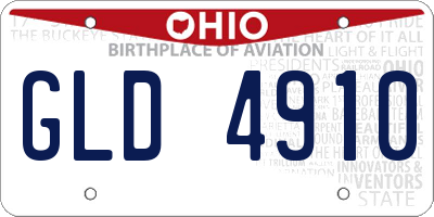 OH license plate GLD4910