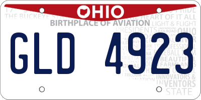 OH license plate GLD4923