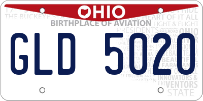 OH license plate GLD5020