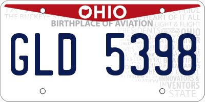 OH license plate GLD5398