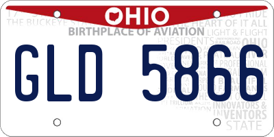 OH license plate GLD5866
