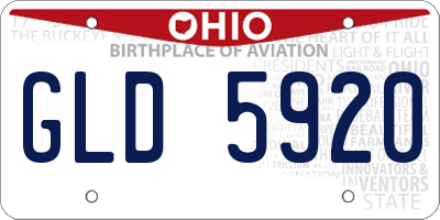 OH license plate GLD5920