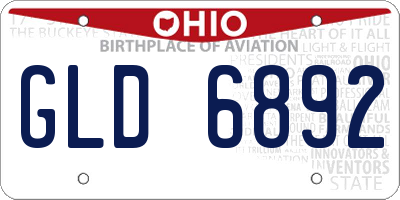 OH license plate GLD6892