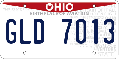 OH license plate GLD7013