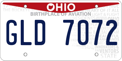 OH license plate GLD7072