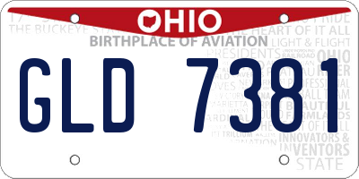 OH license plate GLD7381