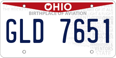 OH license plate GLD7651