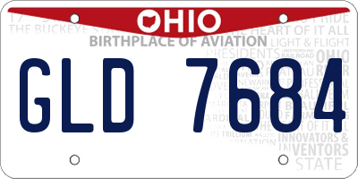 OH license plate GLD7684