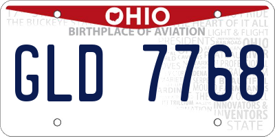 OH license plate GLD7768