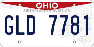 OH license plate GLD7781