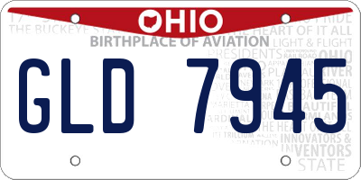 OH license plate GLD7945