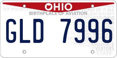OH license plate GLD7996