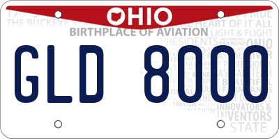 OH license plate GLD8000