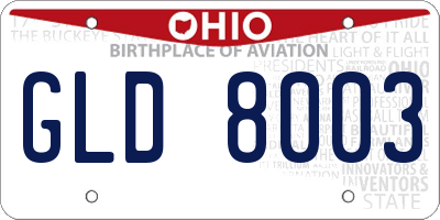 OH license plate GLD8003