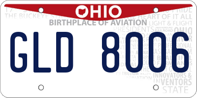 OH license plate GLD8006