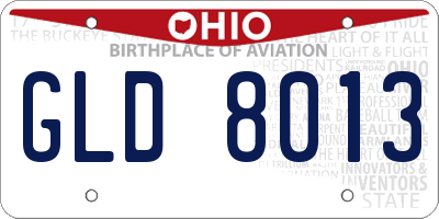 OH license plate GLD8013