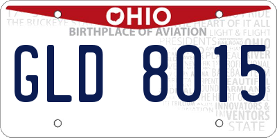 OH license plate GLD8015