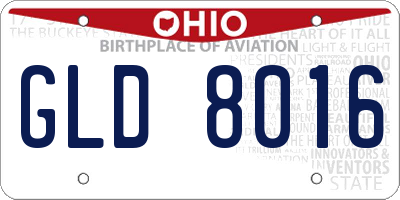 OH license plate GLD8016
