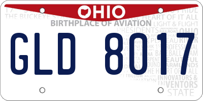 OH license plate GLD8017