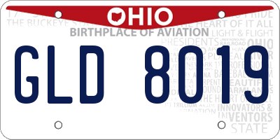 OH license plate GLD8019