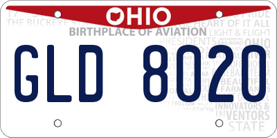 OH license plate GLD8020