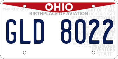 OH license plate GLD8022