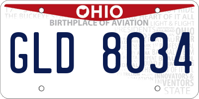 OH license plate GLD8034