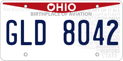OH license plate GLD8042