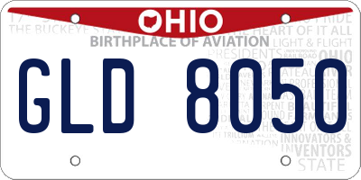 OH license plate GLD8050
