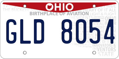 OH license plate GLD8054
