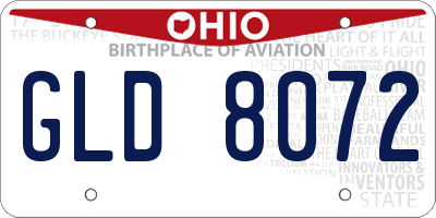 OH license plate GLD8072