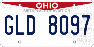 OH license plate GLD8097