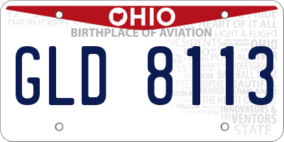 OH license plate GLD8113
