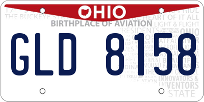 OH license plate GLD8158