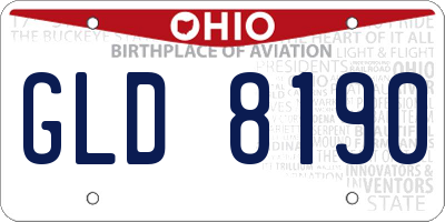OH license plate GLD8190