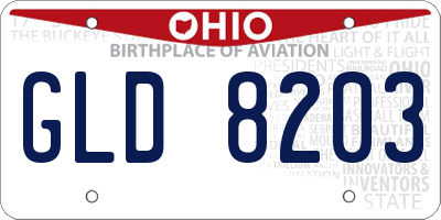 OH license plate GLD8203
