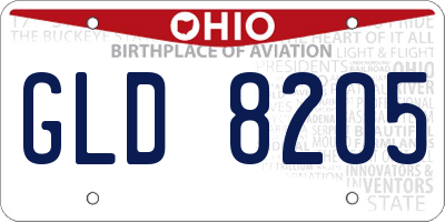 OH license plate GLD8205