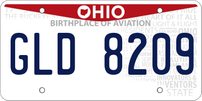 OH license plate GLD8209