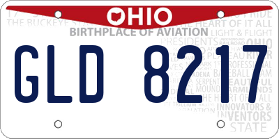OH license plate GLD8217