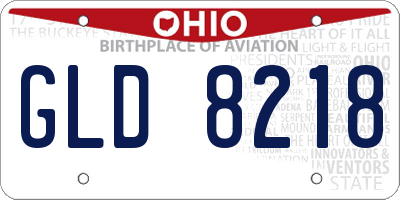 OH license plate GLD8218
