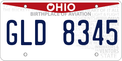 OH license plate GLD8345