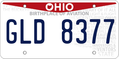 OH license plate GLD8377