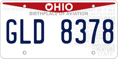 OH license plate GLD8378